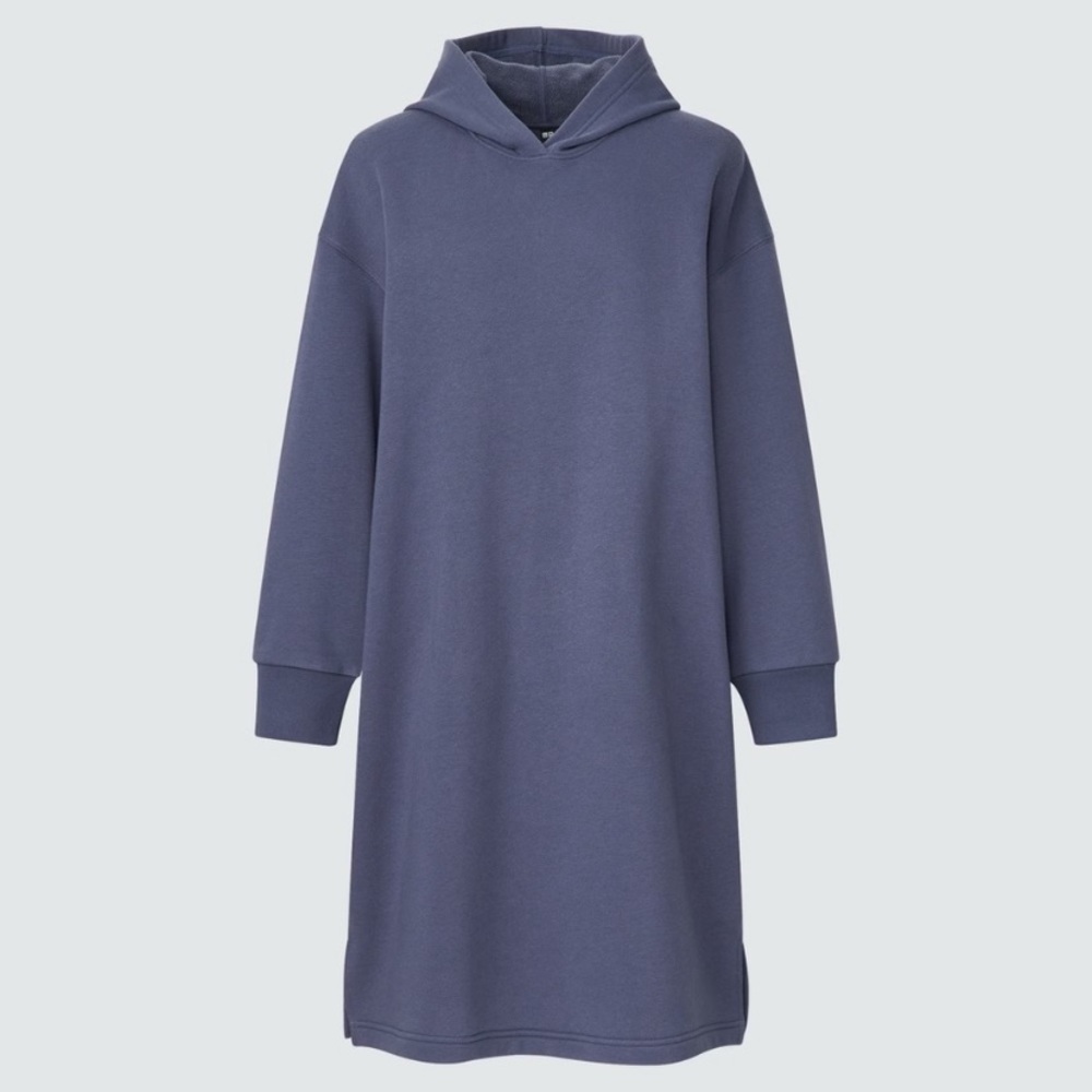 Uniqlo Cotton Hoodie Dress Slate Blue XS